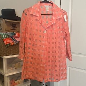 John Mark Coral and Gray Button Down Shirt
